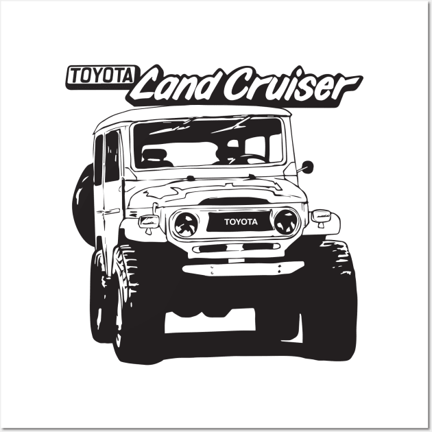 Hand-Drawn FJ40 Toyota Landcruiser Badge Black Wall Art by Bulloch Speed Shop